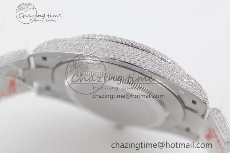 Datejust 41 SS Full Diamonds TWF 1:1 Best Edition Arabic Markers Dial on Bracelet A2824