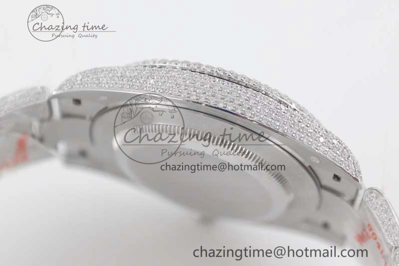 Datejust 41 SS Full Diamonds TWF 1:1 Best Edition Arabic Markers Dial on Bracelet A2824