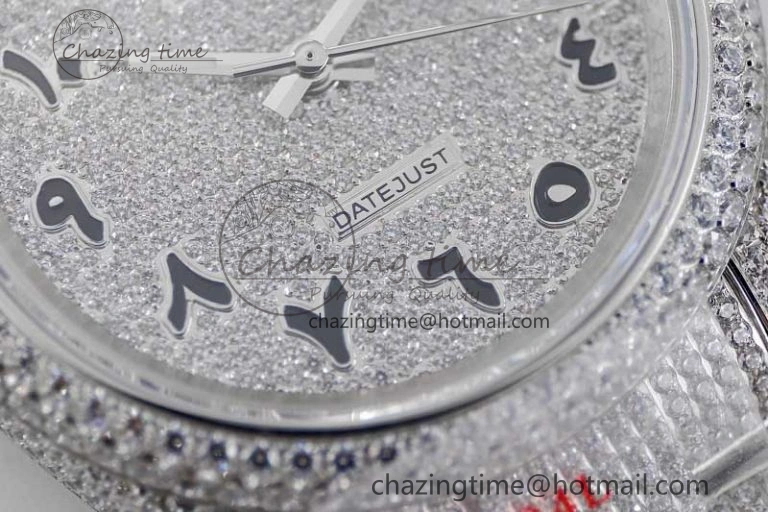 Datejust 41 SS Full Diamonds TWF 1:1 Best Edition Arabic Markers Dial on Bracelet A2824