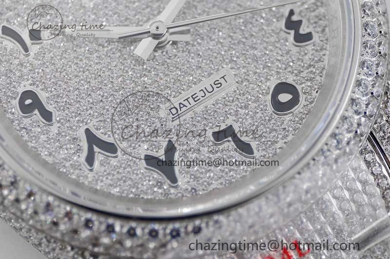 Datejust 41 SS Full Diamonds TWF 1:1 Best Edition Arabic Markers Dial on Bracelet A2824