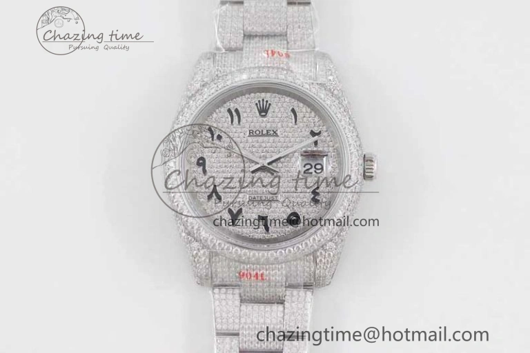 Datejust 41 SS Full Diamonds TWF 1:1 Best Edition Arabic Markers Dial on Bracelet A2824
