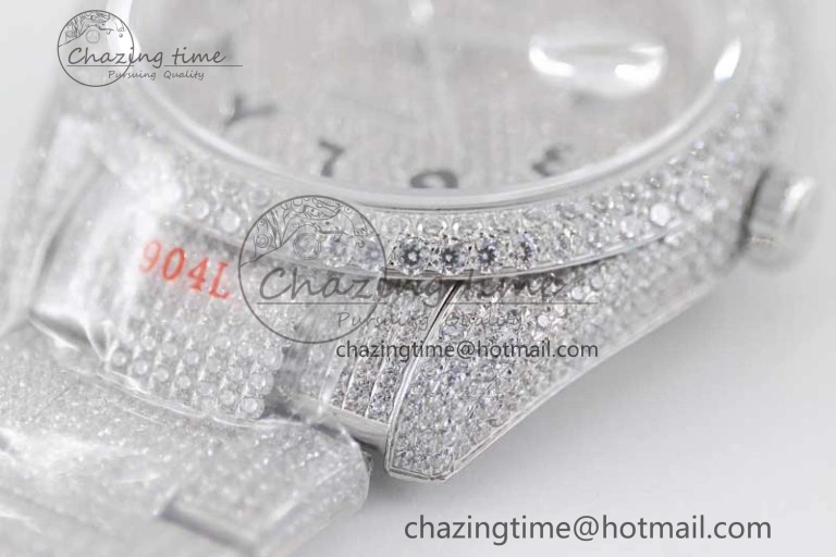 Datejust 41 SS Full Diamonds TWF 1:1 Best Edition Arabic Markers Dial on Bracelet A2824