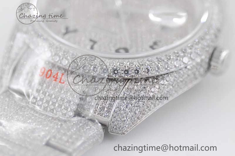 Datejust 41 SS Full Diamonds TWF 1:1 Best Edition Arabic Markers Dial on Bracelet A2824