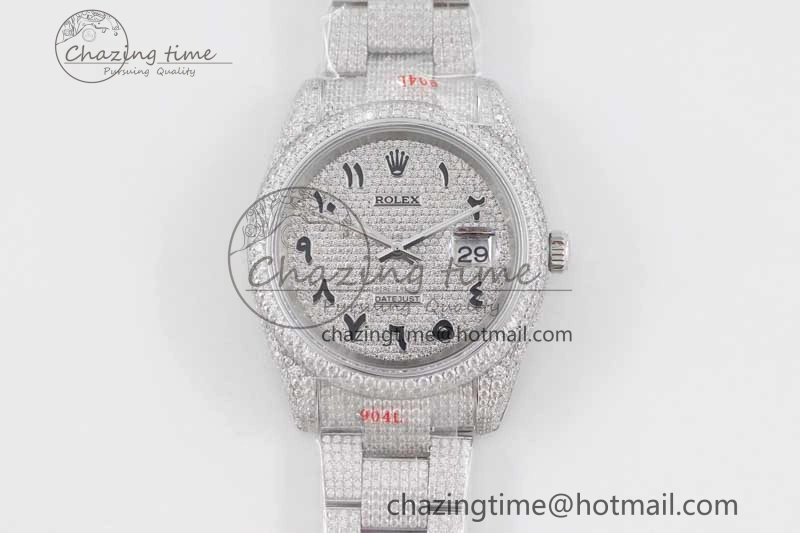 Datejust 41 SS Full Diamonds TWF 1:1 Best Edition Arabic Markers Dial on Bracelet A2824