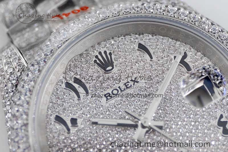 Datejust 41 SS Full Diamonds TWF 1:1 Best Edition Arabic Markers Dial on Jubilee Bracelet A2824