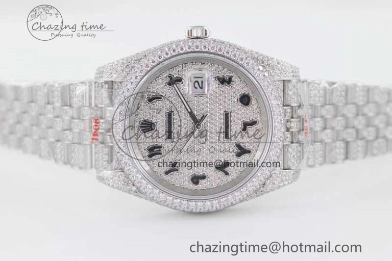Datejust 41 SS Full Diamonds TWF 1:1 Best Edition Arabic Markers Dial on Jubilee Bracelet A2824