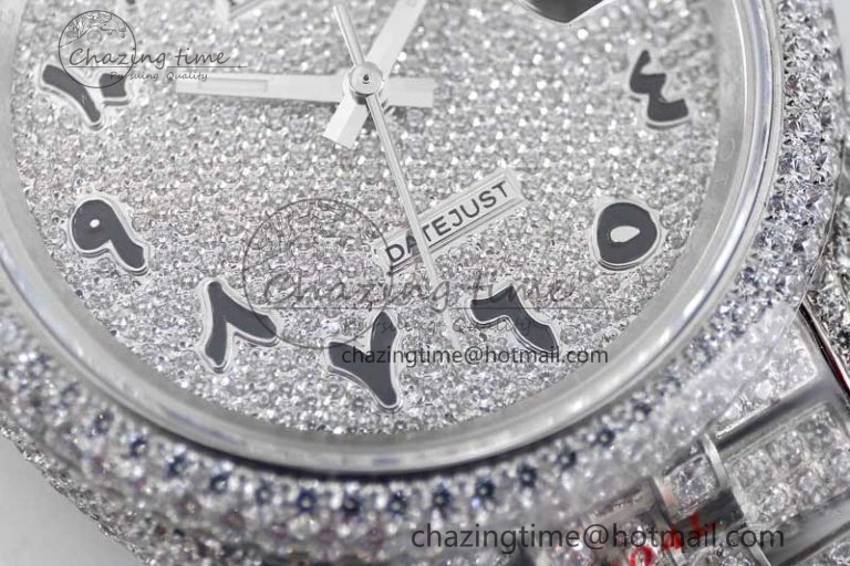 Datejust 41 SS Full Diamonds TWF 1:1 Best Edition Arabic Markers Dial on Jubilee Bracelet A2824