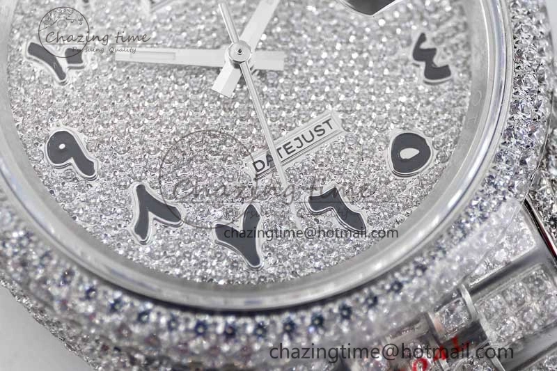 Datejust 41 SS Full Diamonds TWF 1:1 Best Edition Arabic Markers Dial on Jubilee Bracelet A2824