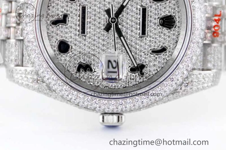 Datejust 41 SS Full Diamonds TWF 1:1 Best Edition Arabic Markers Dial on Jubilee Bracelet A2824
