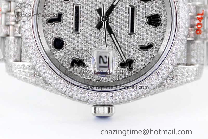 Datejust 41 SS Full Diamonds TWF 1:1 Best Edition Arabic Markers Dial on Jubilee Bracelet A2824