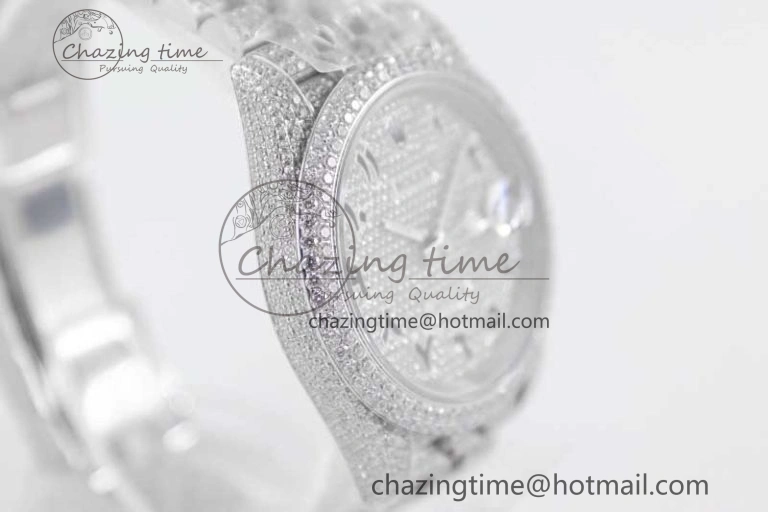 Datejust 41 SS Full Diamonds TWF 1:1 Best Edition Arabic Markers Dial on Jubilee Bracelet A2824