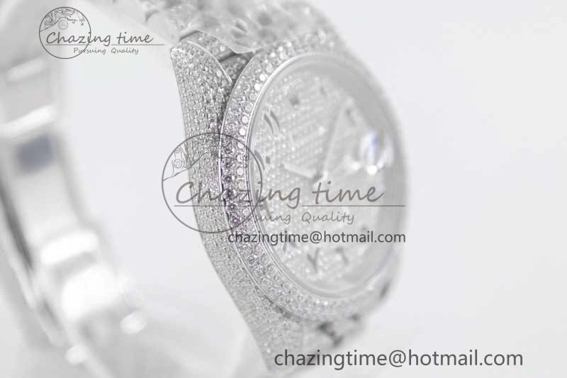 Datejust 41 SS Full Diamonds TWF 1:1 Best Edition Arabic Markers Dial on Jubilee Bracelet A2824