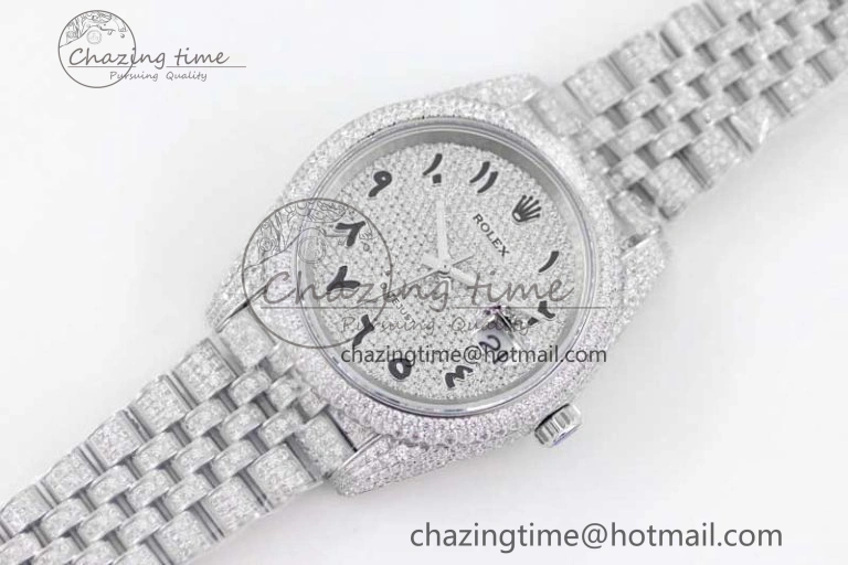 Datejust 41 SS Full Diamonds TWF 1:1 Best Edition Arabic Markers Dial on Jubilee Bracelet A2824