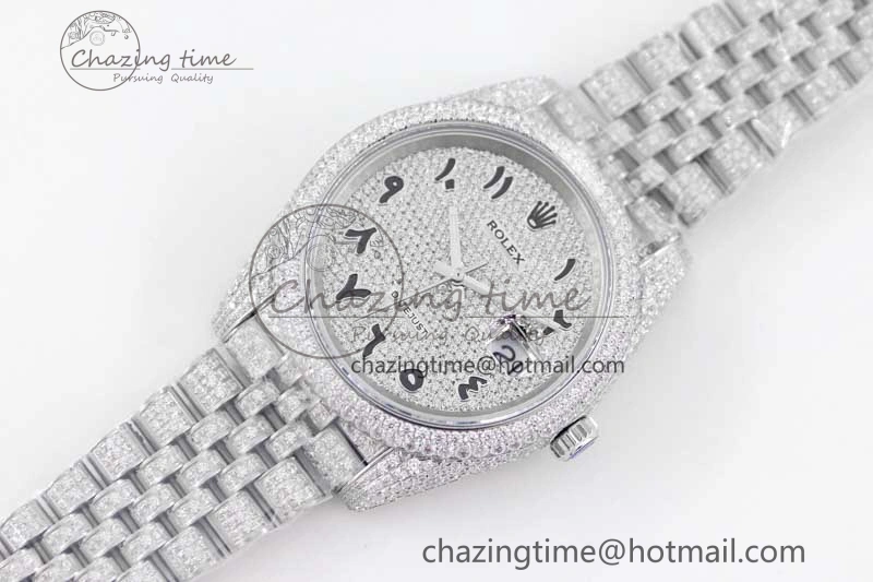 Datejust 41 SS Full Diamonds TWF 1:1 Best Edition Arabic Markers Dial on Jubilee Bracelet A2824