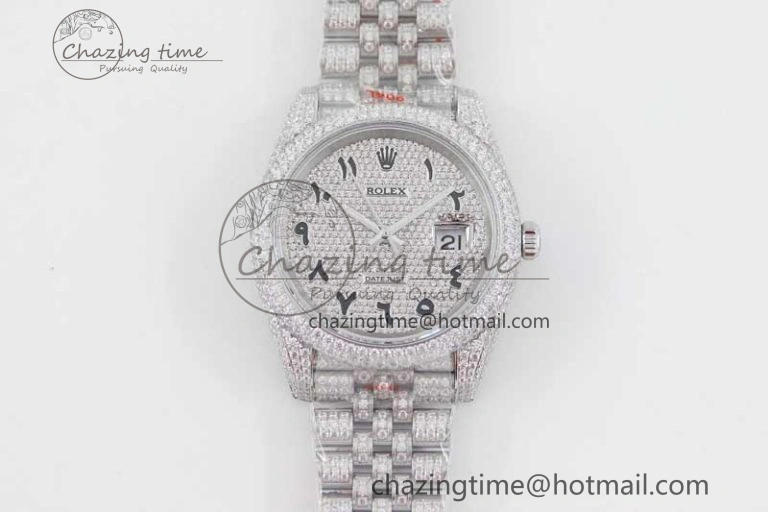 Datejust 41 SS Full Diamonds TWF 1:1 Best Edition Arabic Markers Dial on Jubilee Bracelet A2824