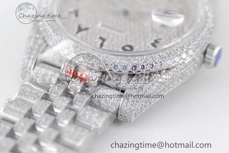 Datejust 41 SS Full Diamonds TWF 1:1 Best Edition Arabic Markers Dial on Jubilee Bracelet A2824