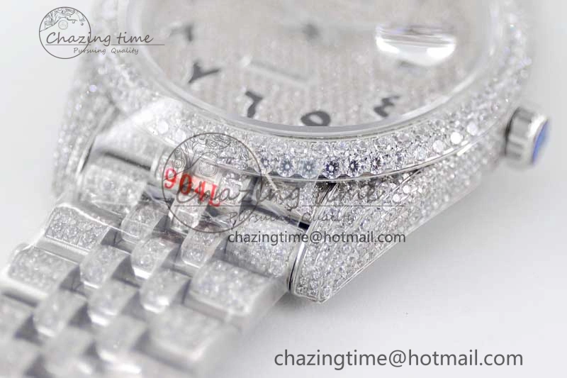 Datejust 41 SS Full Diamonds TWF 1:1 Best Edition Arabic Markers Dial on Jubilee Bracelet A2824