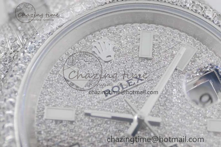 Datejust 41 SS Full Diamonds TWF 1:1 Best Edition Diamonds Stick Markers Dial on Bracelet A2824