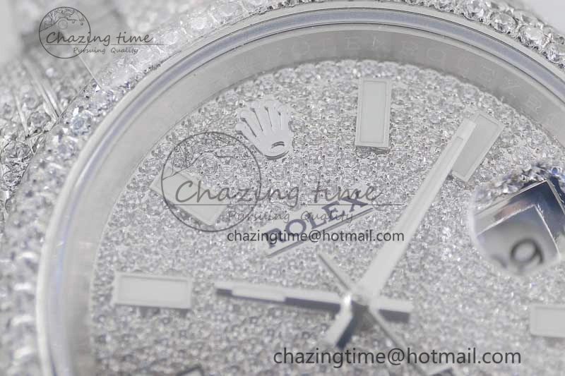 Datejust 41 SS Full Diamonds TWF 1:1 Best Edition Diamonds Stick Markers Dial on Bracelet A2824