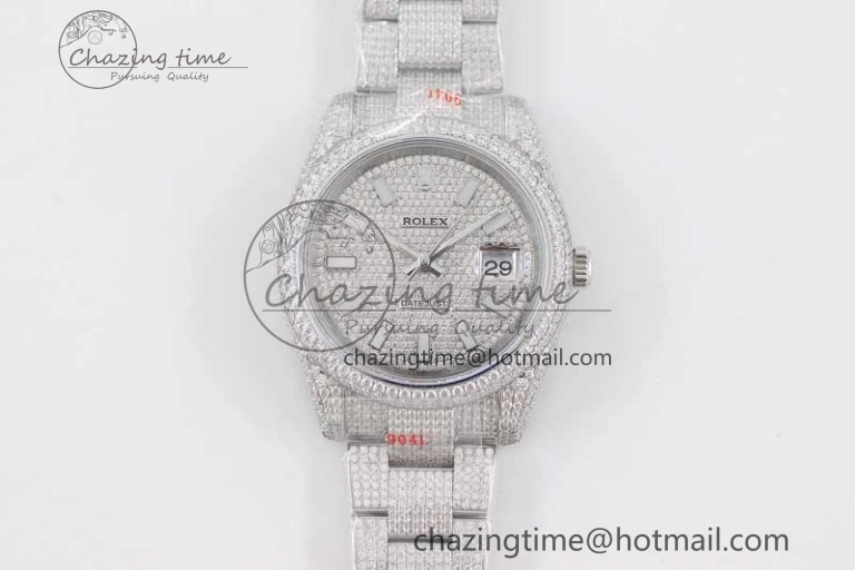 Datejust 41 SS Full Diamonds TWF 1:1 Best Edition Diamonds Stick Markers Dial on Bracelet A2824