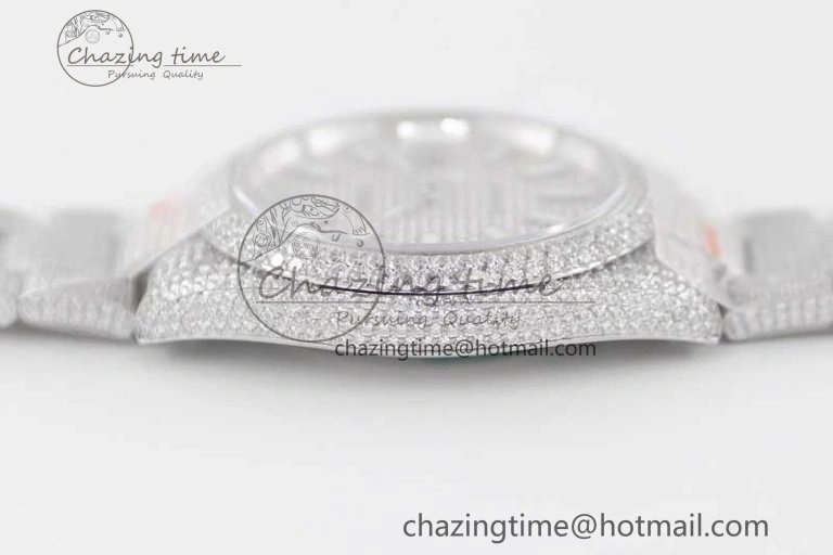 Datejust 41 SS Full Diamonds TWF 1:1 Best Edition Diamonds Stick Markers Dial on Bracelet A2824