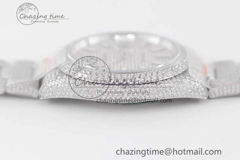 Datejust 41 SS Full Diamonds TWF 1:1 Best Edition Diamonds Stick Markers Dial on Bracelet A2824