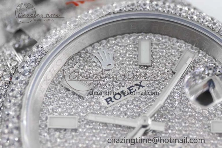 Datejust 41 SS Full Diamonds TWF 1:1 Best Edition Diamonds Stick Markers Dial on Jubilee Bracelet A2824
