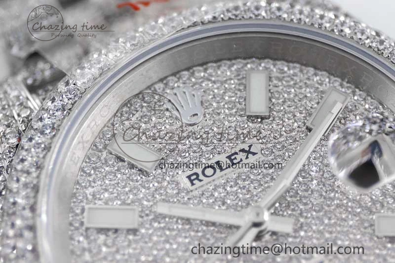 Datejust 41 SS Full Diamonds TWF 1:1 Best Edition Diamonds Stick Markers Dial on Jubilee Bracelet A2824
