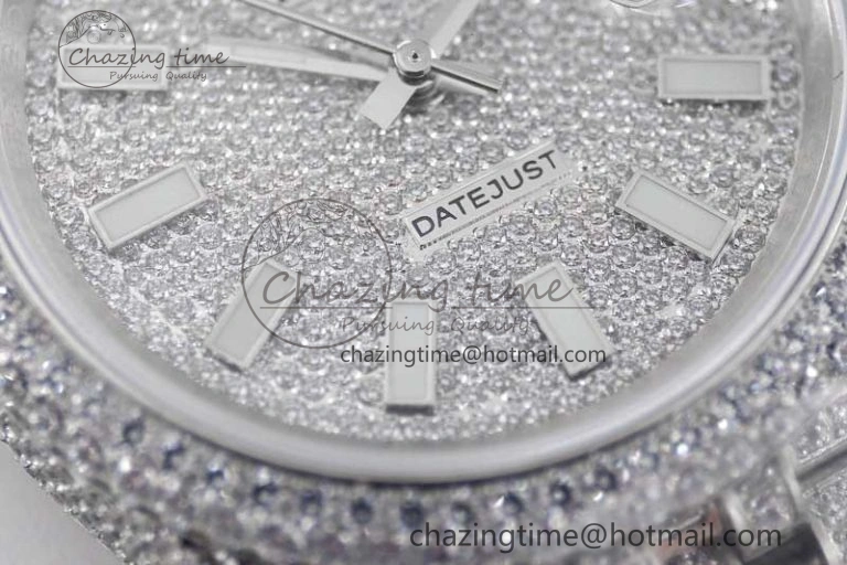 Datejust 41 SS Full Diamonds TWF 1:1 Best Edition Diamonds Stick Markers Dial on Jubilee Bracelet A2824