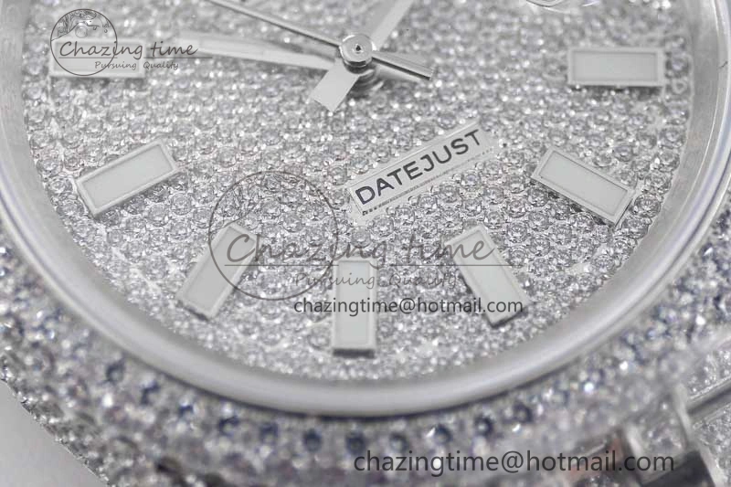 Datejust 41 SS Full Diamonds TWF 1:1 Best Edition Diamonds Stick Markers Dial on Jubilee Bracelet A2824