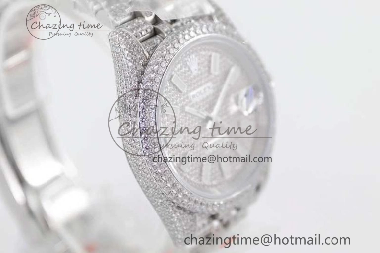 Datejust 41 SS Full Diamonds TWF 1:1 Best Edition Diamonds Stick Markers Dial on Jubilee Bracelet A2824