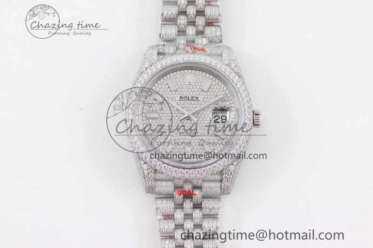 Datejust 41 SS Full Diamonds TWF 1:1 Best Edition Diamonds Stick Markers Dial on Jubilee Bracelet A2824