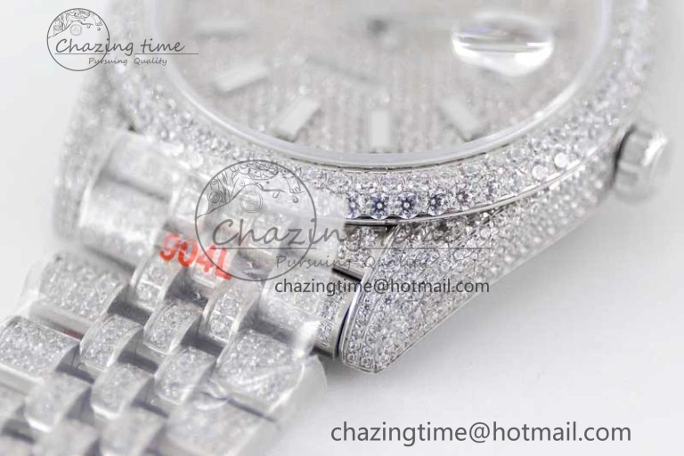 Datejust 41 SS Full Diamonds TWF 1:1 Best Edition Diamonds Stick Markers Dial on Jubilee Bracelet A2824