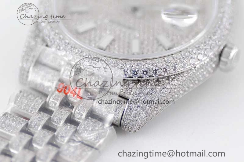 Datejust 41 SS Full Diamonds TWF 1:1 Best Edition Diamonds Stick Markers Dial on Jubilee Bracelet A2824
