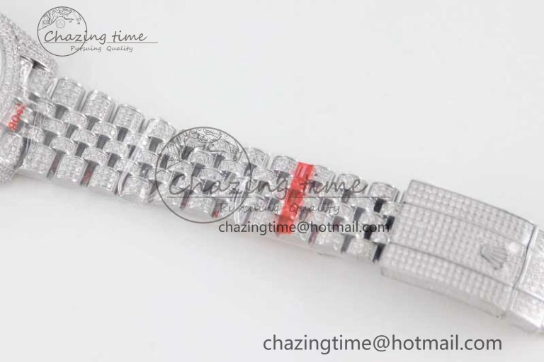 Datejust 41 SS Full Diamonds TWF 1:1 Best Edition Gray Roman Markers Dial on Jubilee Bracelet A2824
