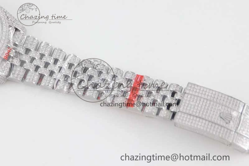 Datejust 41 SS Full Diamonds TWF 1:1 Best Edition Gray Roman Markers Dial on Jubilee Bracelet A2824