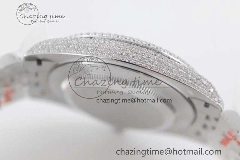 Datejust 41 SS Full Diamonds TWF 1:1 Best Edition Gray Roman Markers Dial on Jubilee Bracelet A2824