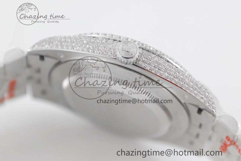 Datejust 41 SS Full Diamonds TWF 1:1 Best Edition Gray Roman Markers Dial on Jubilee Bracelet A2824