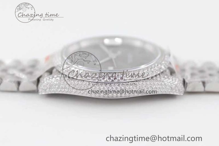 Datejust 41 SS Full Diamonds TWF 1:1 Best Edition Gray Roman Markers Dial on Jubilee Bracelet A2824