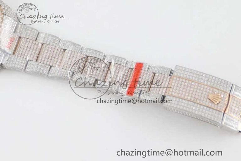 Datejust 41 SS RG Full Diamonds TWF 1:1 Best Edition Arabic Markers Dial on Bracelet A2824