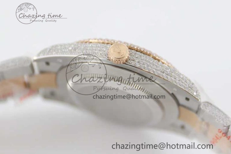 Datejust 41 SS RG Full Diamonds TWF 1:1 Best Edition Arabic Markers Dial on Bracelet A2824