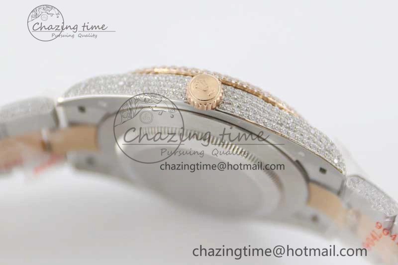 Datejust 41 SS RG Full Diamonds TWF 1:1 Best Edition Arabic Markers Dial on Bracelet A2824