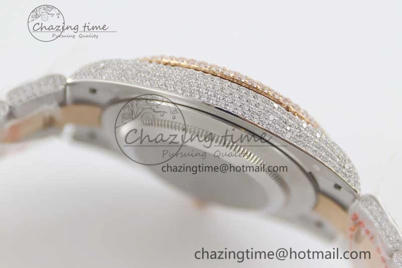 Datejust 41 SS RG Full Diamonds TWF 1:1 Best Edition Arabic Markers Dial on Bracelet A2824