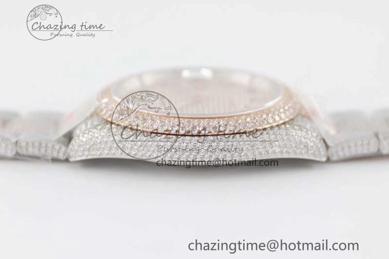 Datejust 41 SS RG Full Diamonds TWF 1:1 Best Edition Arabic Markers Dial on Bracelet A2824
