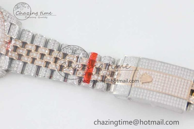 Datejust 41 SS RG Full Diamonds TWF 1:1 Best Edition Arabic Markers Dial on Jubilee Bracelet A2824