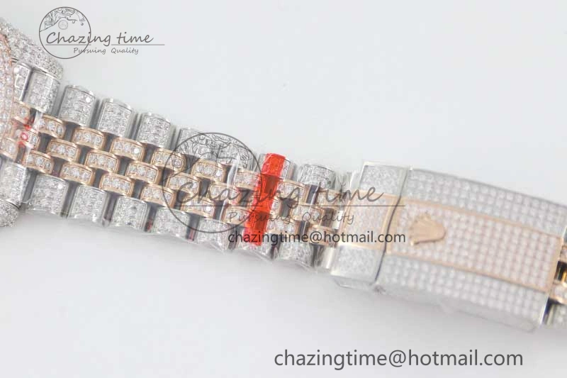 Datejust 41 SS RG Full Diamonds TWF 1:1 Best Edition Arabic Markers Dial on Jubilee Bracelet A2824