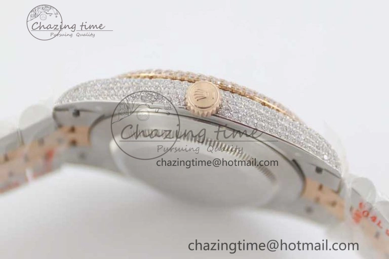 Datejust 41 SS RG Full Diamonds TWF 1:1 Best Edition Arabic Markers Dial on Jubilee Bracelet A2824