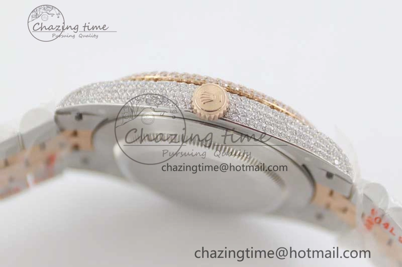 Datejust 41 SS RG Full Diamonds TWF 1:1 Best Edition Arabic Markers Dial on Jubilee Bracelet A2824