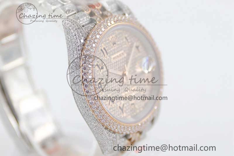 Datejust 41 SS RG Full Diamonds TWF 1:1 Best Edition Arabic Markers Dial on Jubilee Bracelet A2824