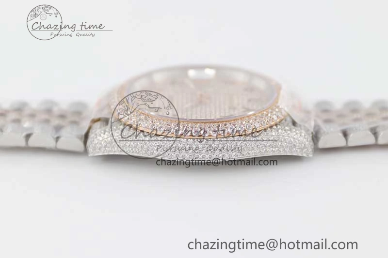 Datejust 41 SS RG Full Diamonds TWF 1:1 Best Edition Arabic Markers Dial on Jubilee Bracelet A2824